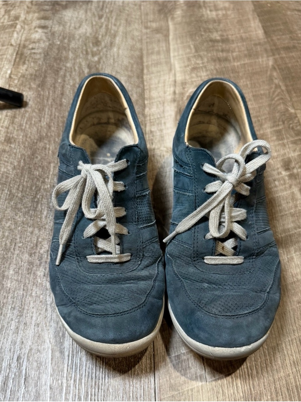 Mephisto Womens Rebecca Perf Sneakers Navy Blue Leather Comfort Walking Shoes 8